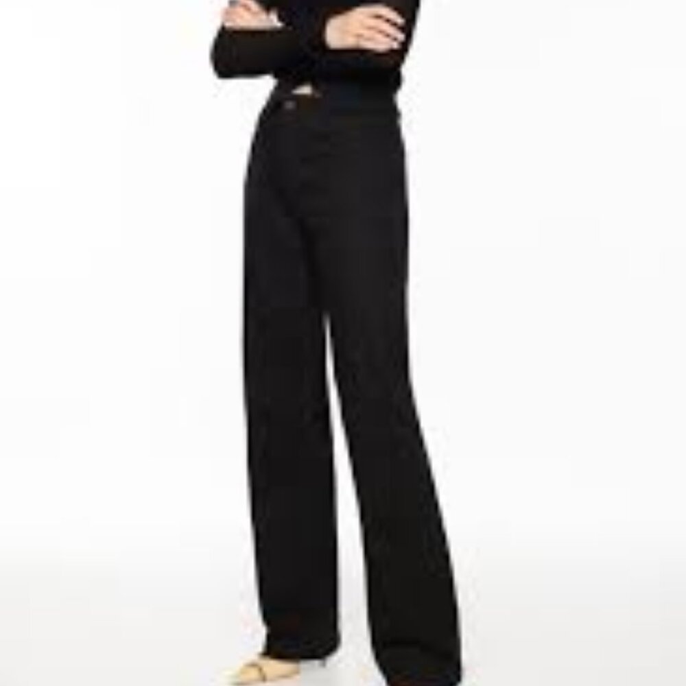 Dynamite Heidi High Rise Wide‑Leg Jeans • Size 00 • Black • Shortened Inseam